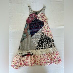 Sacred Threads fun Pattern Asymmetrical Ruffled Sundress